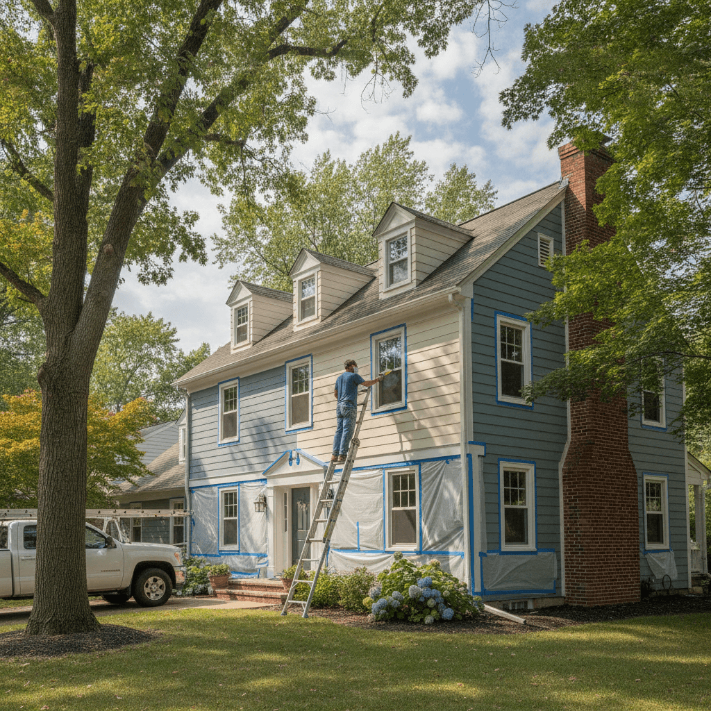 Freshly repainted home exterior in Crystal Lake